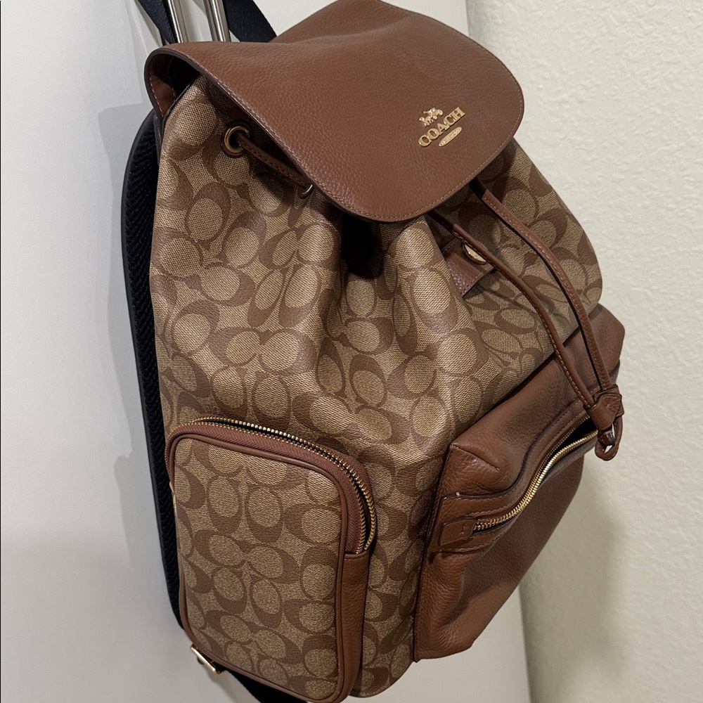 Coach Tan and Brown Signature Backpack - Picture 2 of 8